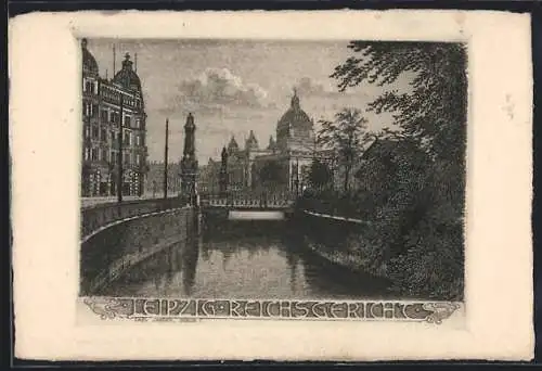 Künstler-AK Leipzig, Brücke am Reichsgericht