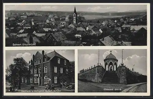 AK Sohren /Hunsrück, Gasthaus und Metzgerei Robert Schüler, Ehrenmal