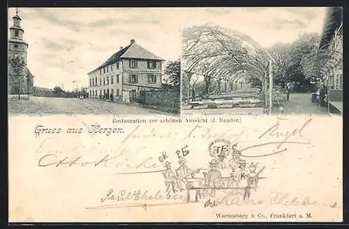 AK Bergen / Hanau, Restaurant zru schönen Aussicht, Garten