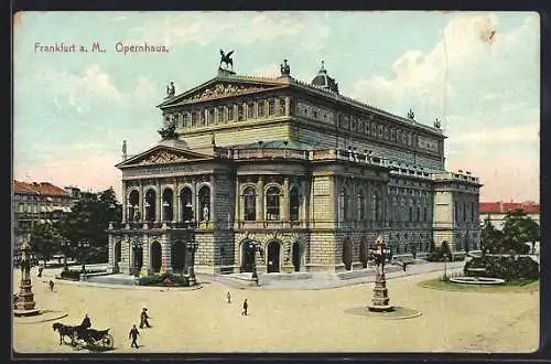AK Frankfurt a. M., Opernhaus mit Brunnen