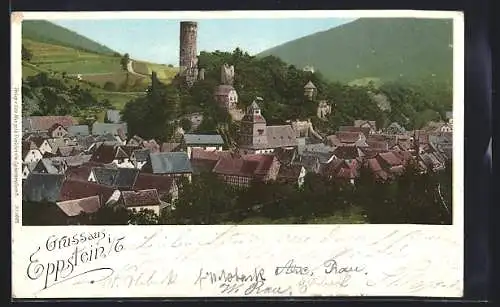 AK Eppstein i. T., Ortsansicht mit Burg