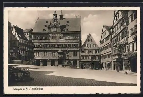 AK Tübingen a. N., Marktplatz mit Hotel