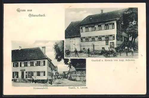 AK Oberurbach / Remstal, Gasth. z. Lamm, Gasthof z. Hirsch v. Aug. Scherer