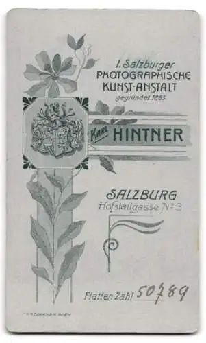 Fotografie Karl Hintner, Salzburg, Hofstallgasse 3, Junger Herr mit Hut