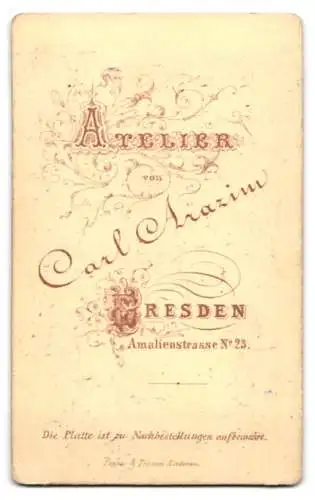 Fotografie Carl Arazim, Dresden, Amalienstrasse 23, Elegante Dame in tailliertem Kleid