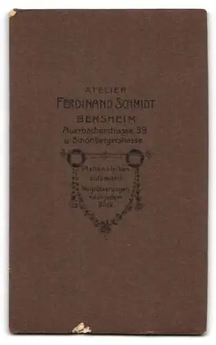 Fotografie Ferdinand Schmidt, Bensheim, Auerbacherstrasse 39, Elegante Dame in hochgeschlossenem Kleid mit Spitzenkragen
