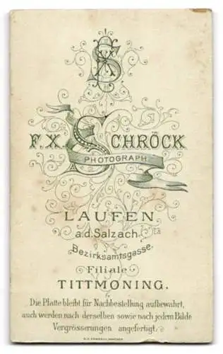 Fotografie F. X. Schröck, Laufen a. d. Salzach, Bürgerlicher Herr mit Oberlippenbart