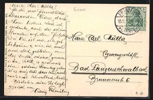 AK Frankfurt a. M., Stadtansicht mit Flusspartie