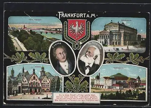 AK Frankfurt a. M., Festhalle, Opernhaus, Römer