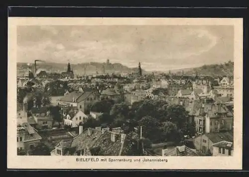 AK Bielefeld, Stadtansicht mit Sparrenburg und Johannisberg