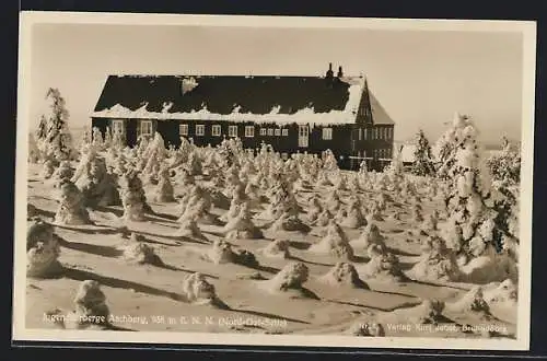 AK Aschberg / Vogtl., Jugendherberge im Tiefschnee