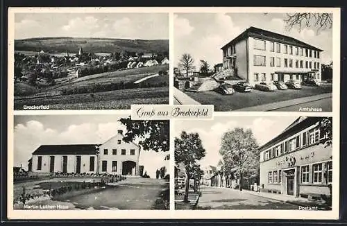 AK Breckerfeld, Amtshaus, Martin-Luther-Haus, Postamt und Ortsansicht