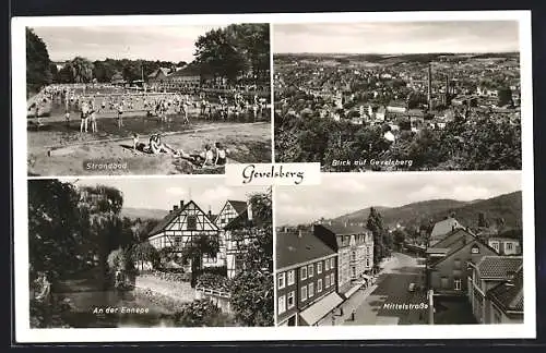 AK Gevelsberg, Strandbad, Ennepe und Mittelstrasse