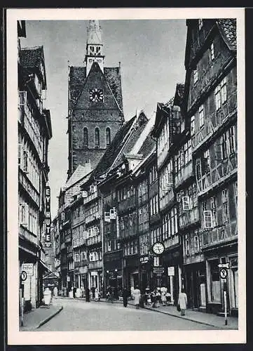 AK Hannover, Kramerstrasse mit Marktkirche