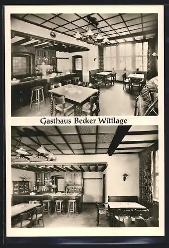 AK Wittlage, Gasthaus Becker, Innenansichten