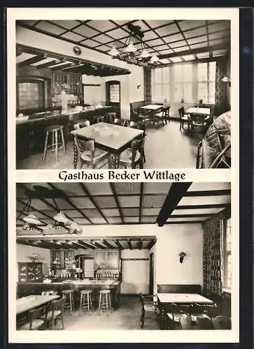 AK Wittlage, Gasthaus Becker, verschiedene Innenansichten