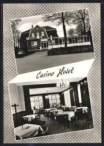 AK Osterbrock, Casino Hotel, Aussen- und Innenansicht