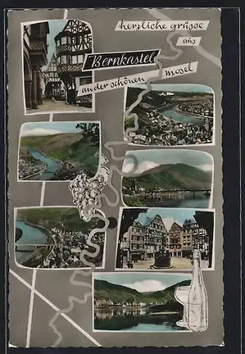 AK Bernkastel /Mosel, Strassenpartie, Marktplatz, Brücke, Ortsansicht