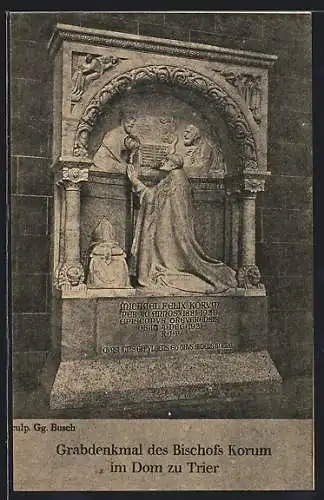 AK Trier, Grabdenkmal des Bischofs Korum im Dom