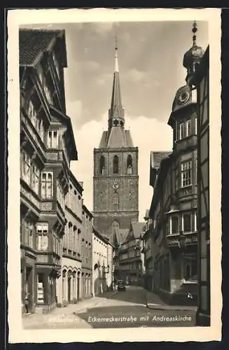 AK Hildesheim, Eckemeckerstrasse mit Andreaskirche