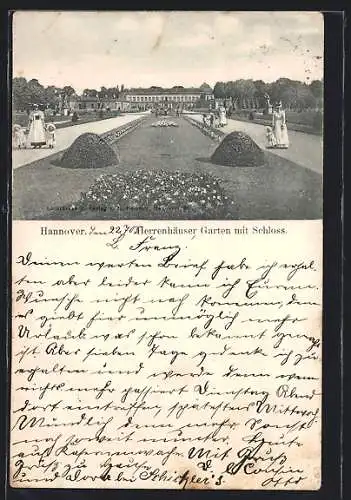 AK Hannover, Herrenhäuser Garten mit Schloss
