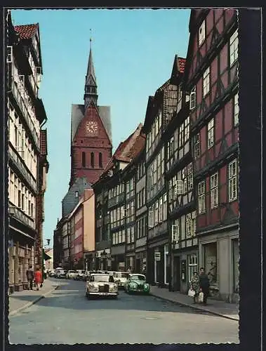 AK Hannover, Altstadt-Strasse mit Blick zur Marktkirche