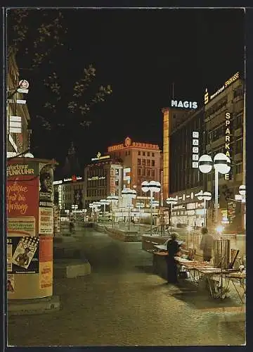 AK Hannover, Bahnhofstrasse bei Nacht