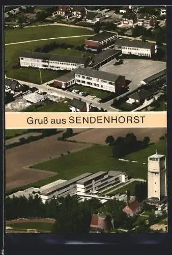 AK Sendenhorst /Westf., Schule, Wasserturm, Fliegeraufnahme