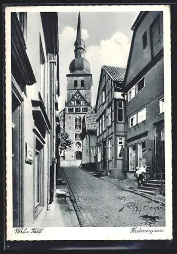 AK Werl i. Westf., Krämergasse mit Kirche