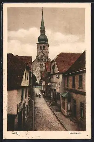 AK Werl, Krämergasse mit Kirche