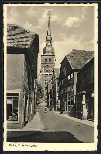 AK Werl i. W., Krämergasse mit Kirche