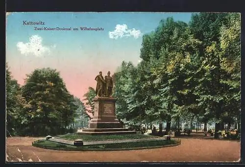 AK Kattowitz, Kaiser Denkmal am Wilhelmsplatz