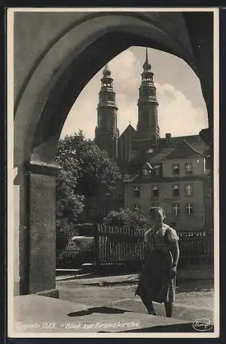 AK Oppeln, Kreuzkirche mit Malermeister Carl Lehnart