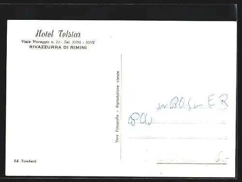 AK Rimini, Rivazzurra, Hotel Telstar, Viale Viareggio 23