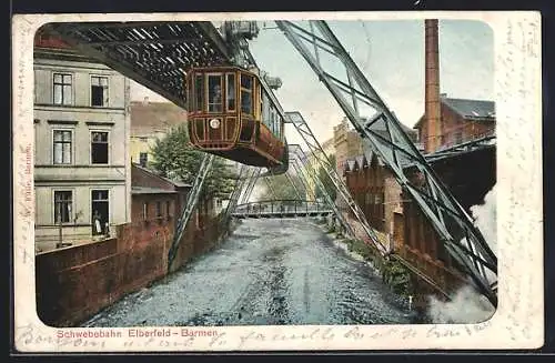 AK Elberfeld-Barmen, Partie mit Schwebebahn