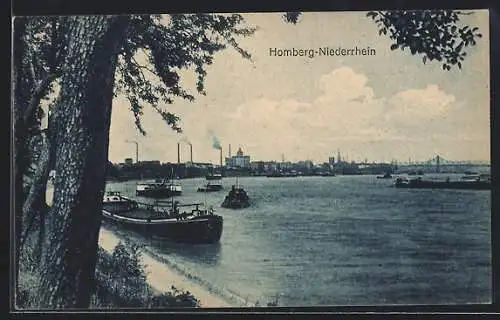 AK Homberg /Niederrhein, Dampfer auf dem Wasser