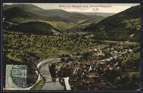 AK Baden-Baden, Blick in`s Murgtal vom Schloss Eberstein