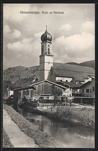 AK Oberammergau, Kirche am Mühlbach