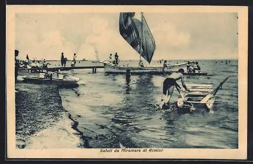 AK Miramare di Rimini, Ortsansicht am Strand, Boote