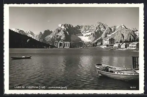 AK Misurina, Idylle am Misurina-See mit Hotel und Sorapis