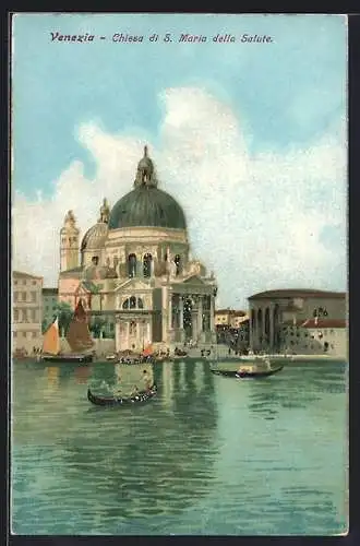 AK Venezia, Chiesa di S. Maria della Salute, Segelboot, Gondeln