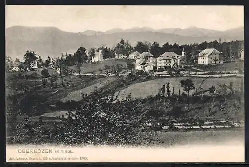 AK Oberbozen in Tirol, Ortsansicht mit Umgebung und Bergpanorama