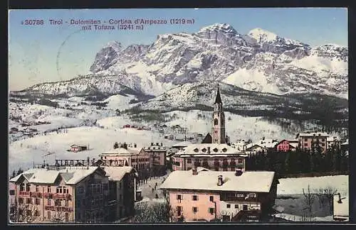 AK Cortina D`Ampezzo /Tirol, Teilansicht mit Tofana