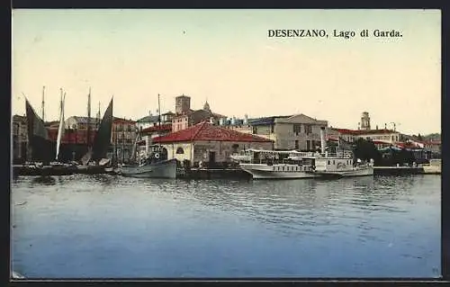 AK Desenzano, Ortsansicht vom Lago di Garda, Dampfer