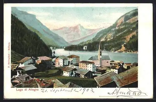 AK Alleghe /Lago id Alleghe, Panorama mit Kirche