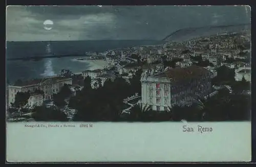 Mondschein-AK San Remo, Panorama