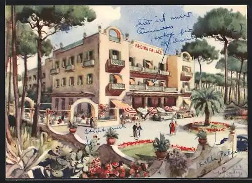 Künstler-AK Ischia, Hotel Regina Palace