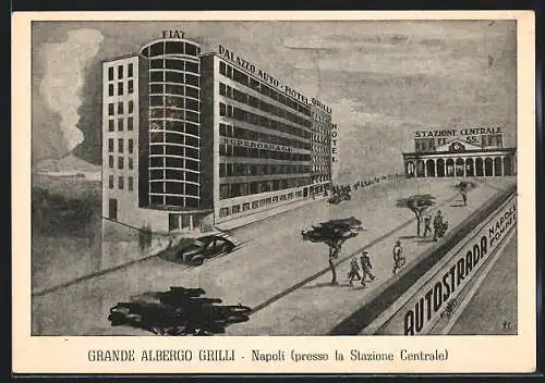 Künstler-AK Napoli, Grande Albergo Grilli