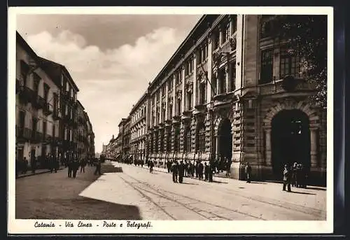 AK Catania, Via Etnea, Poste e Telegrafi