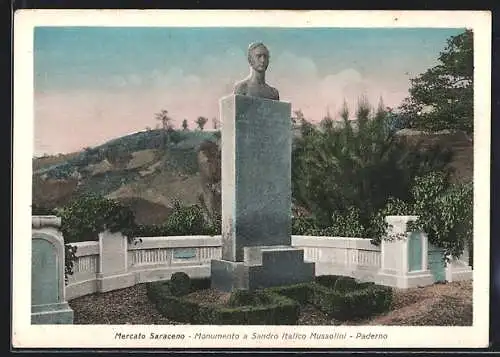 AK Mercato Saraceno, Monumento a Sandro Italico Mussolini, Paderno